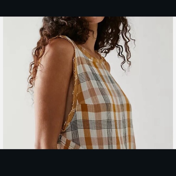 FREE PEOPLE No Stress Midi Dress Plaid Mixed Print Sz Sm - Picture 2 of 8